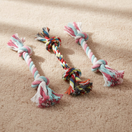 Funii interactive pentru câini, jucării din sfoară cu nod dublu
