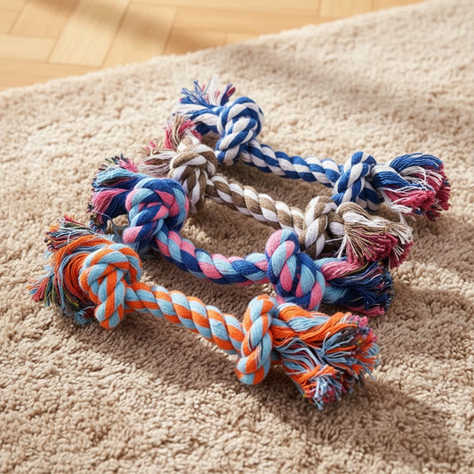 Funie interactivă pentru câini cu nod dublu, jucărie rezistentă