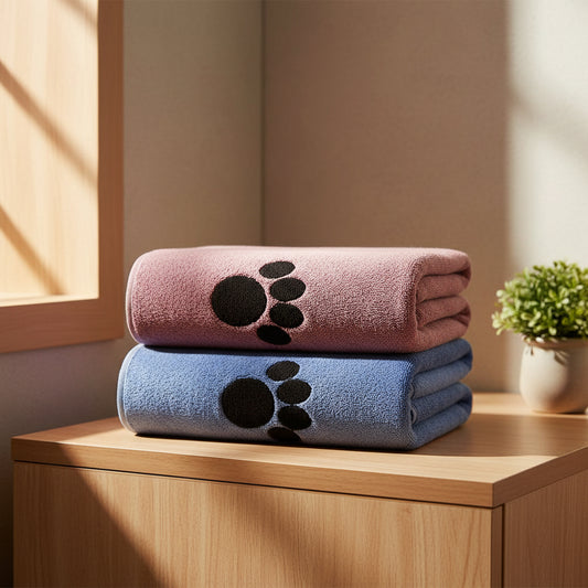 Prosop din microfibră ultra absorbant pentru câini și pisici, roz și albastru
