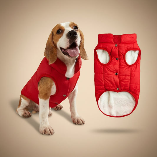 Vestă de iarnă călduroasă pentru câini, ușoară și confortabilă, culoare roșie
