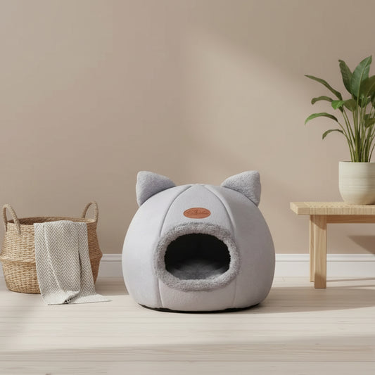 Cuib moale pentru pisici, căsuță tip bârlog confortabilă
